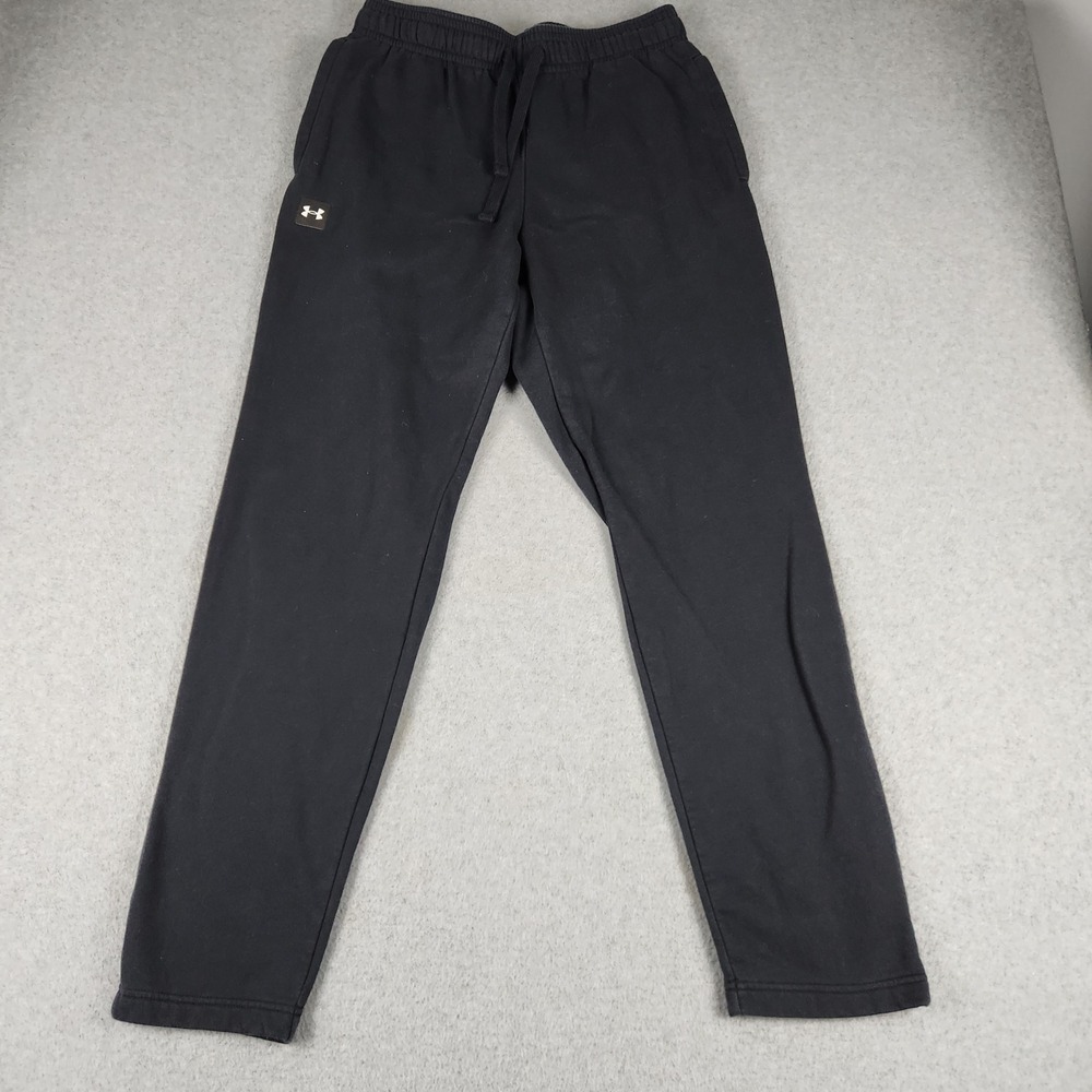Under Armour Sweatpants Mens L Black Fleece Lined Cotton Drawstring Flat Front